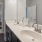 a bathroom with a large mirror
